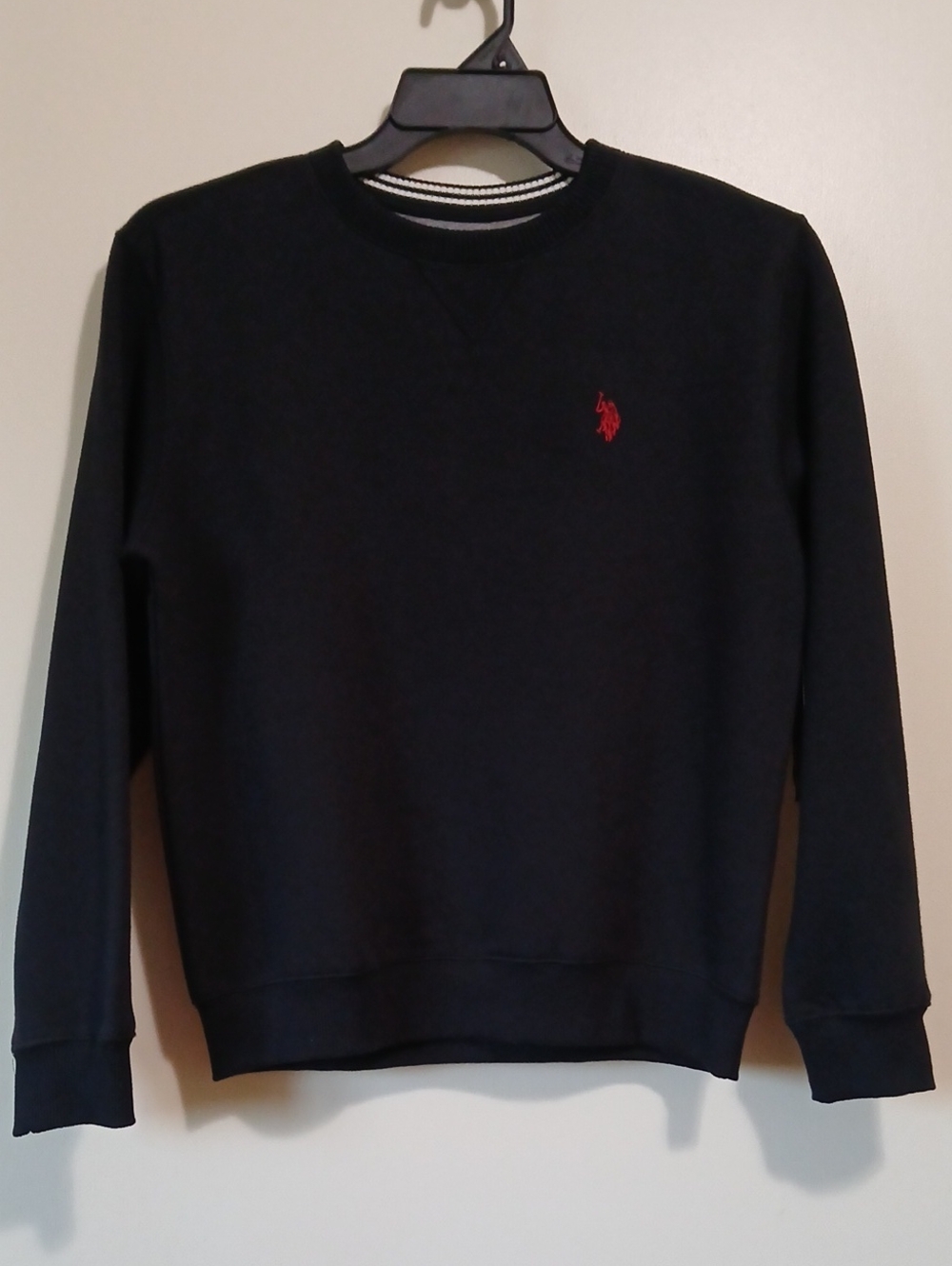 U.S. Polo Assn. Boy's XL Black Crewneck Sweatshirt with Red Pony Logo